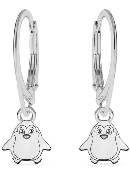 Pinguin Ohrhänger 925 Silber – Tier Schmuck Bild 1