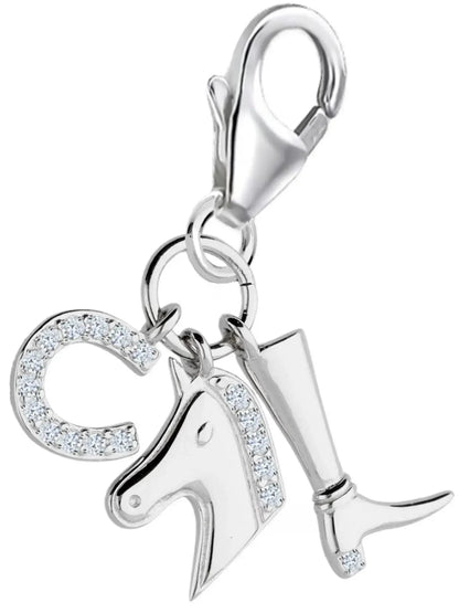 Reiter Charm aus 925 Silber – Pferde Anhänger für Armband Bild 1