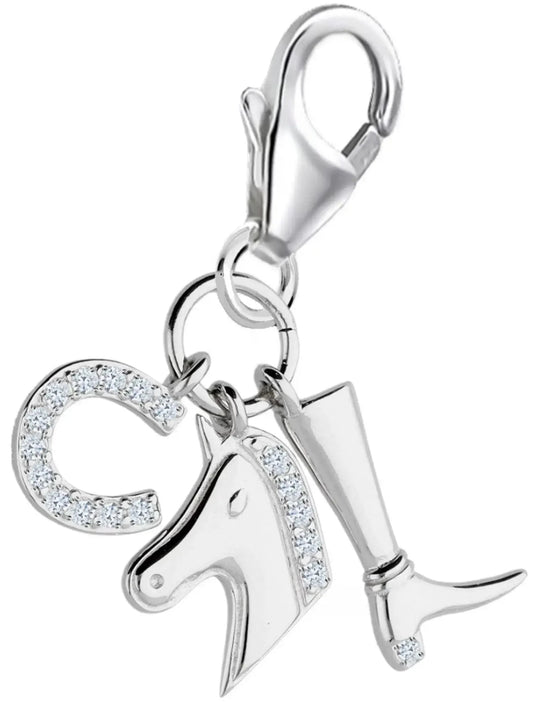 Reiter Charm aus 925 Silber – Pferde Anhänger für Armband Bild 1