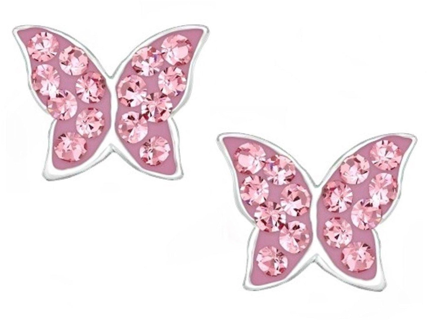 Rosa Schmetterling Ohrringe 925 Silber – Ohrstecker Mädchen Bild 1