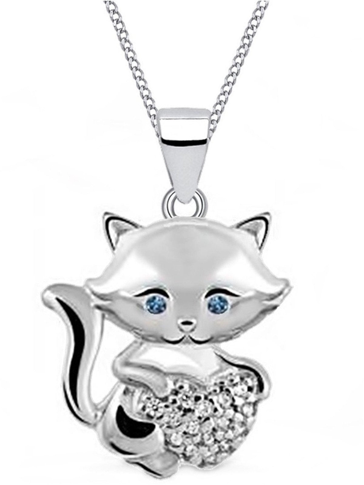 Süße Katze Kinderkette aus echtem 925 Silber mit blauen Augen Bild 1