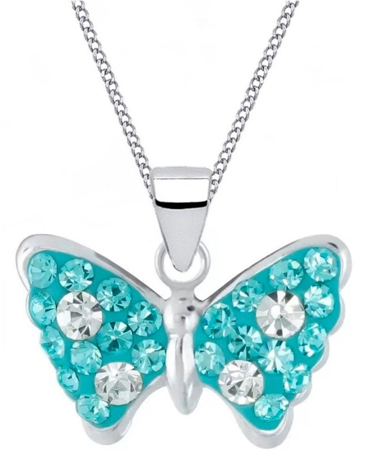 Süße Schmetterling Kinderkette mit Kristall Blau