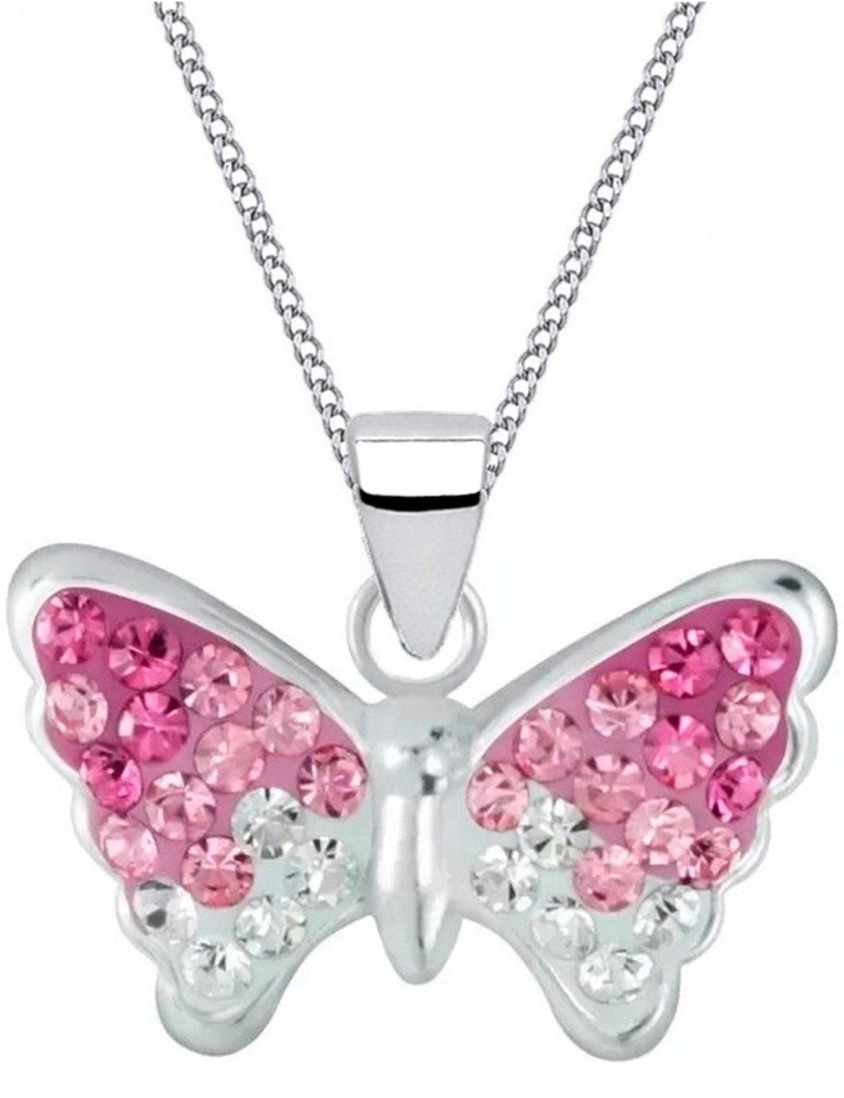 Süße Schmetterling Kinderkette mit Kristall Pink