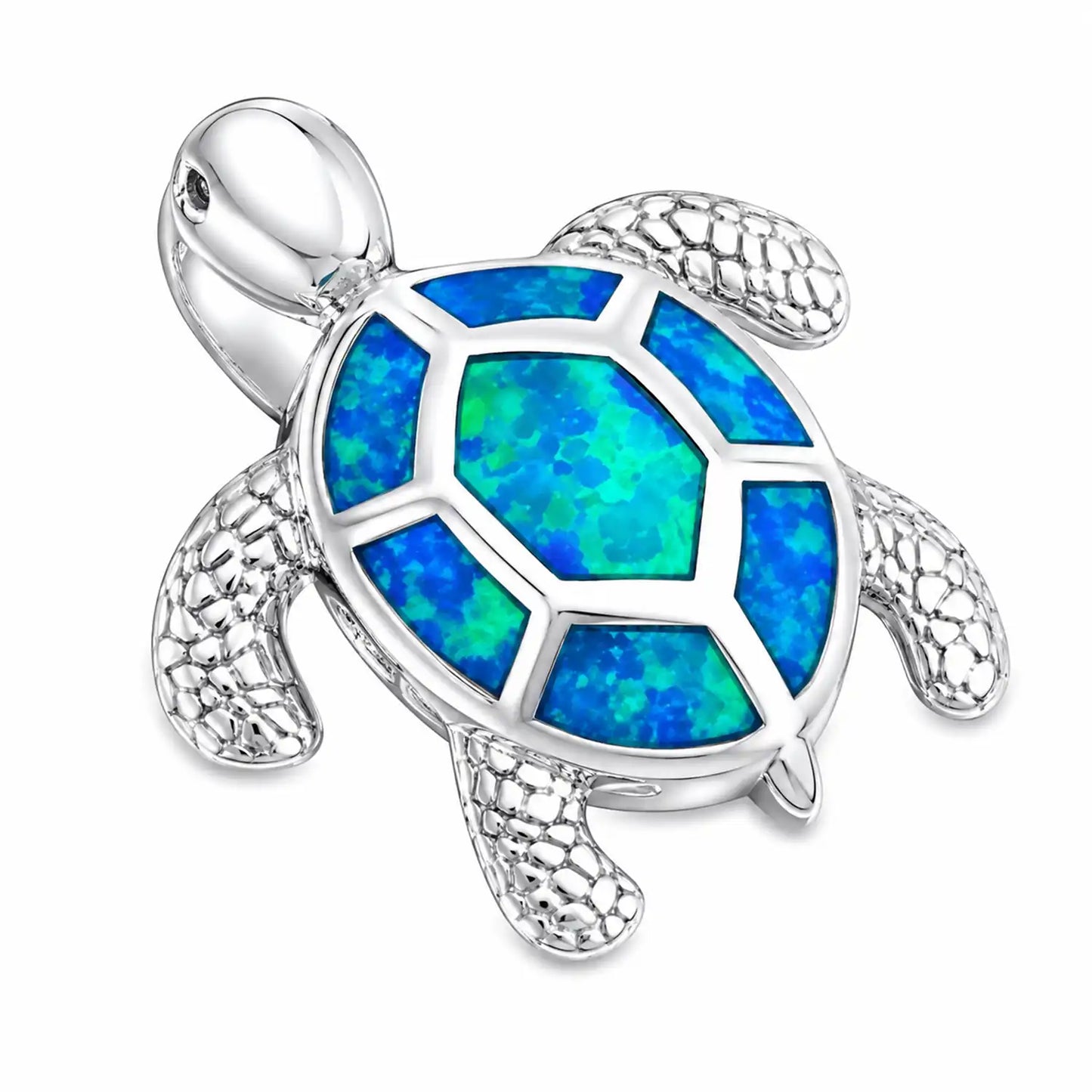 Schildkröte Anhänger aus 925 Sterling Silber mit blauem Opal Bild 1