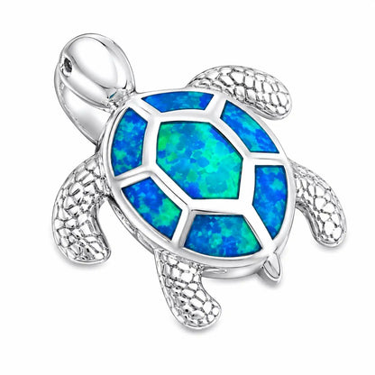 Schildkröte Anhänger aus 925 Sterling Silber mit blauem Opal Bild 1