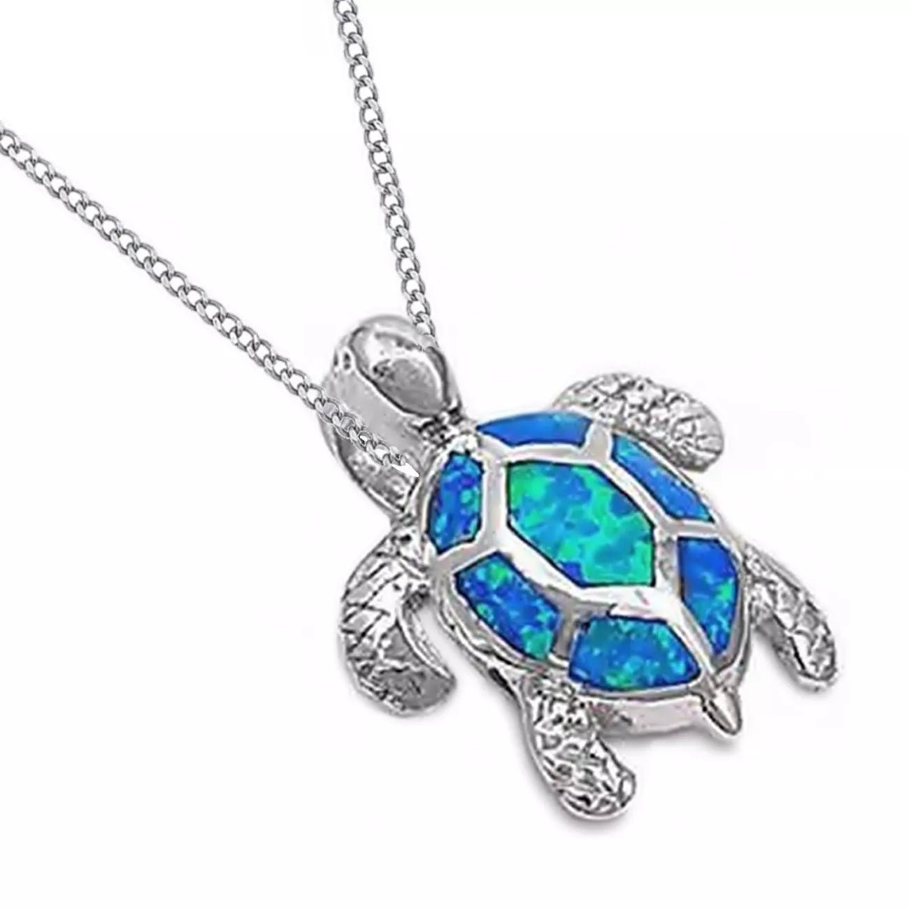 Schildkröte Halskette aus echtem 925 Silber mit blauem Opal Bild 1