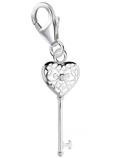 Schlüssel Herz Charm aus 925 Silber – Bettelarmband Anhänger Bild 1