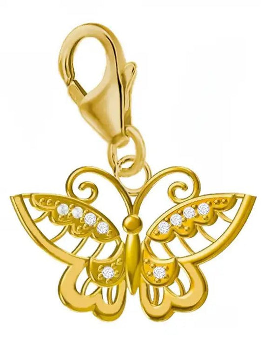 Schmetterling Charm aus 925 Silber vergoldet – Natur Anhänger Bild 1