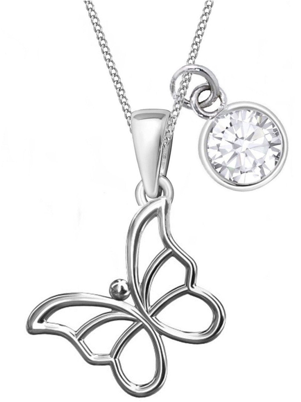 Schmetterling Kette für Mädchen aus Silber mit weißem Zirkonia Bild 1