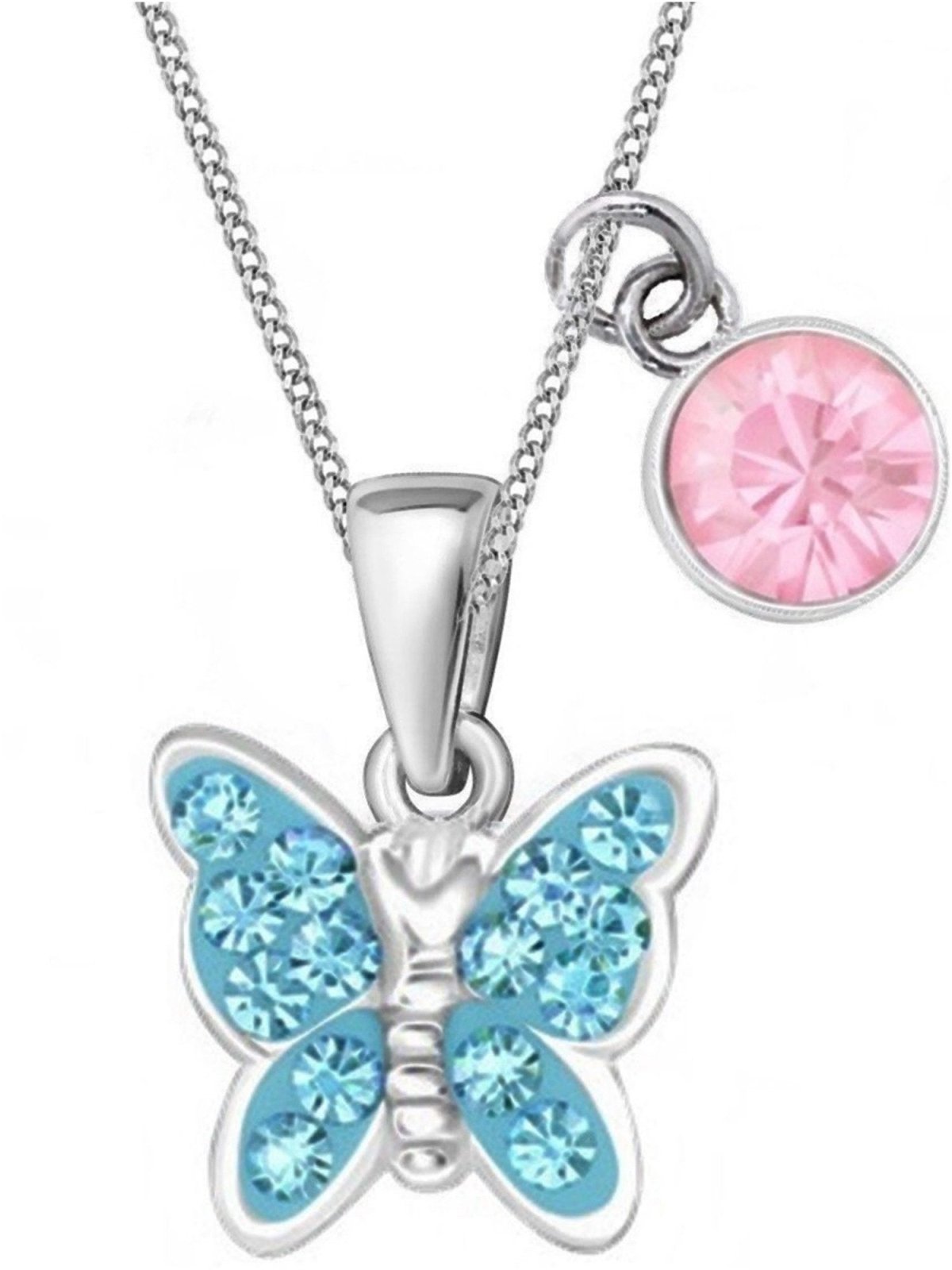 Schmetterling Kette für Mädchen Rosa Blau 38 cm Bild 1