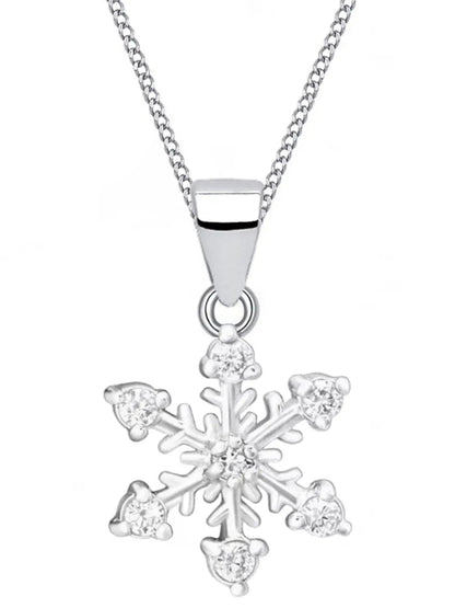 Schneeflocke Kette aus echtem 925 Silber mit weißen Kristallen Bild 1