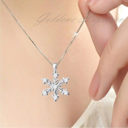 Schneeflocke Kette aus echtem 925 Silber mit weißen Kristallen Bild 2