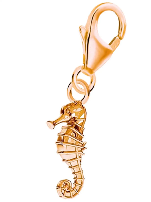 Seepferdchen Charm 925 Silber rosevergoldet – Ozean Anhänger Bild 1