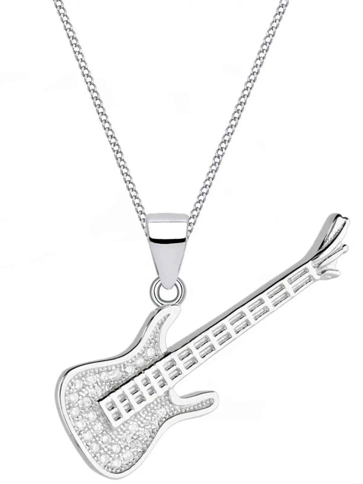 Silberkette mit E-Gitarre Anhänger aus 925 Silber für Musiker Bild 1