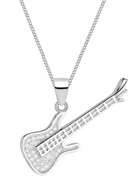 Silberkette mit E-Gitarre Anhänger aus 925 Silber für Musiker Bild 1