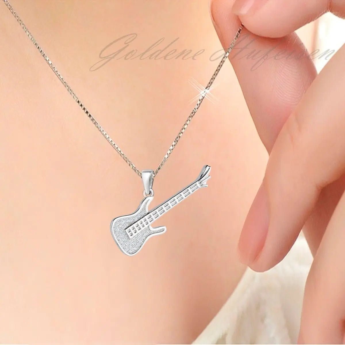 Silberkette mit E-Gitarre Anhänger aus 925 Silber für Musiker Bild 2