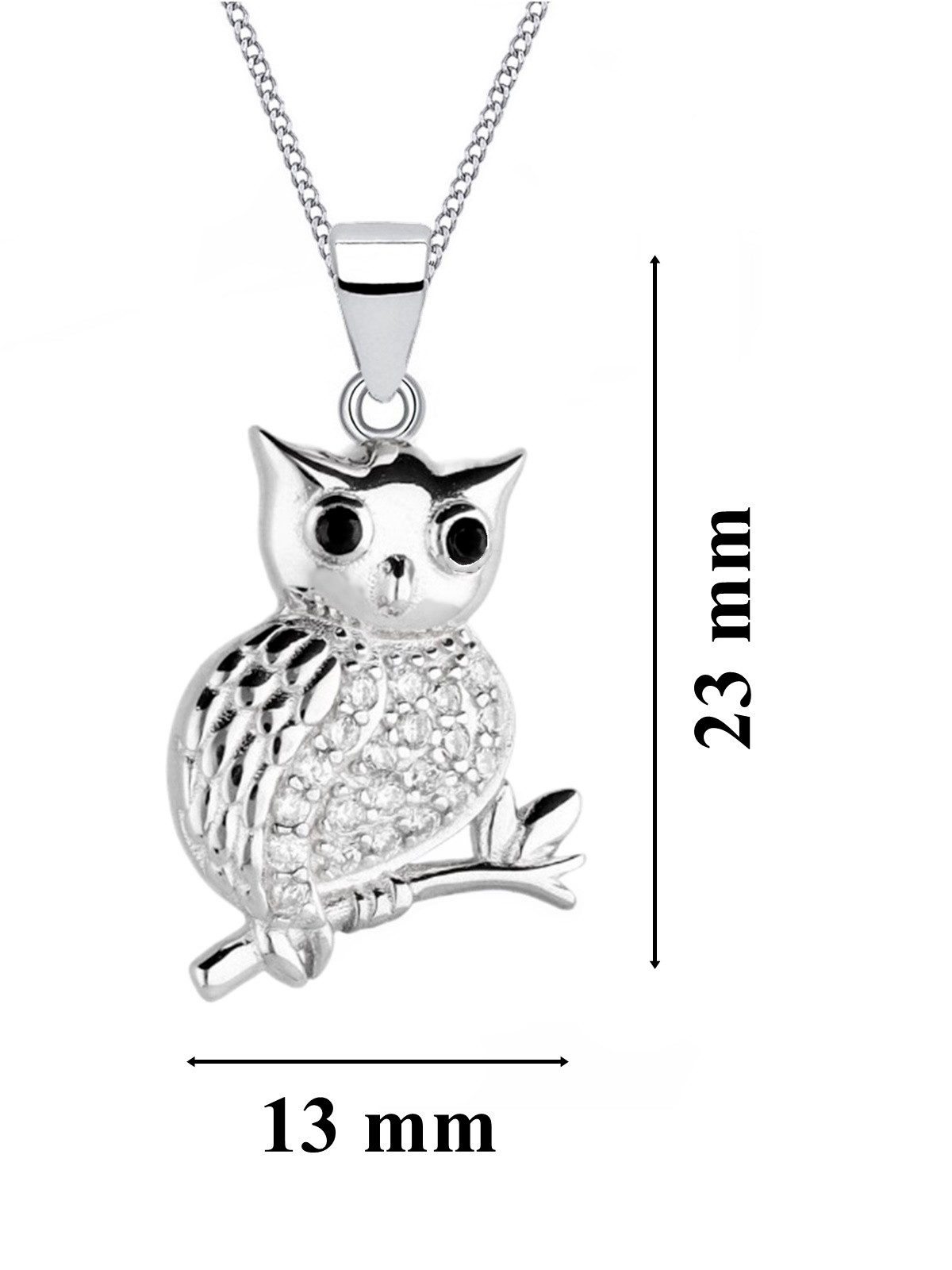 Silberkette mit Eulen Anhänger aus 925 Silber mit Kristall Bild 3