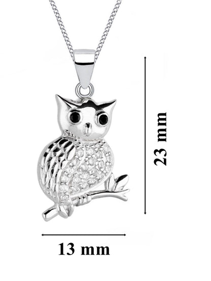 Silberkette mit Eulen Anhänger aus 925 Silber mit Kristall Bild 3