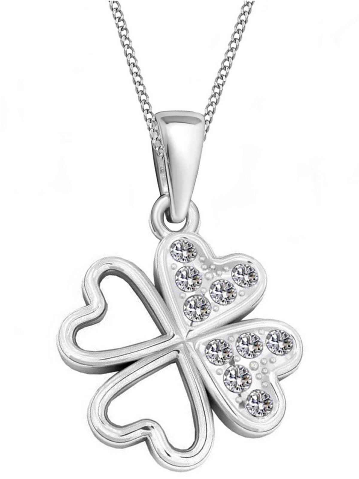 Silberkette mit Kleeblatt Anhänger aus 925 Silber und Kristall Bild 1