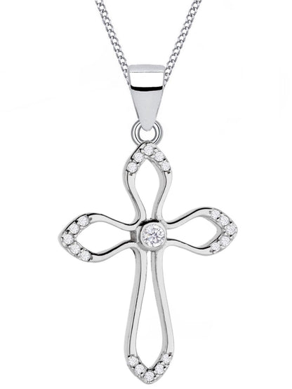 Silberkette mit Kreuz Anhänger aus 925 Sterling Silber mit Stein Bild 1