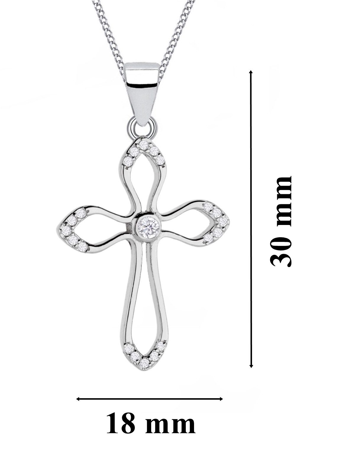 Silberkette mit Kreuz Anhänger aus 925 Sterling Silber mit Stein Bild 3