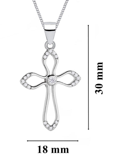 Silberkette mit Kreuz Anhänger aus 925 Sterling Silber mit Stein Bild 3