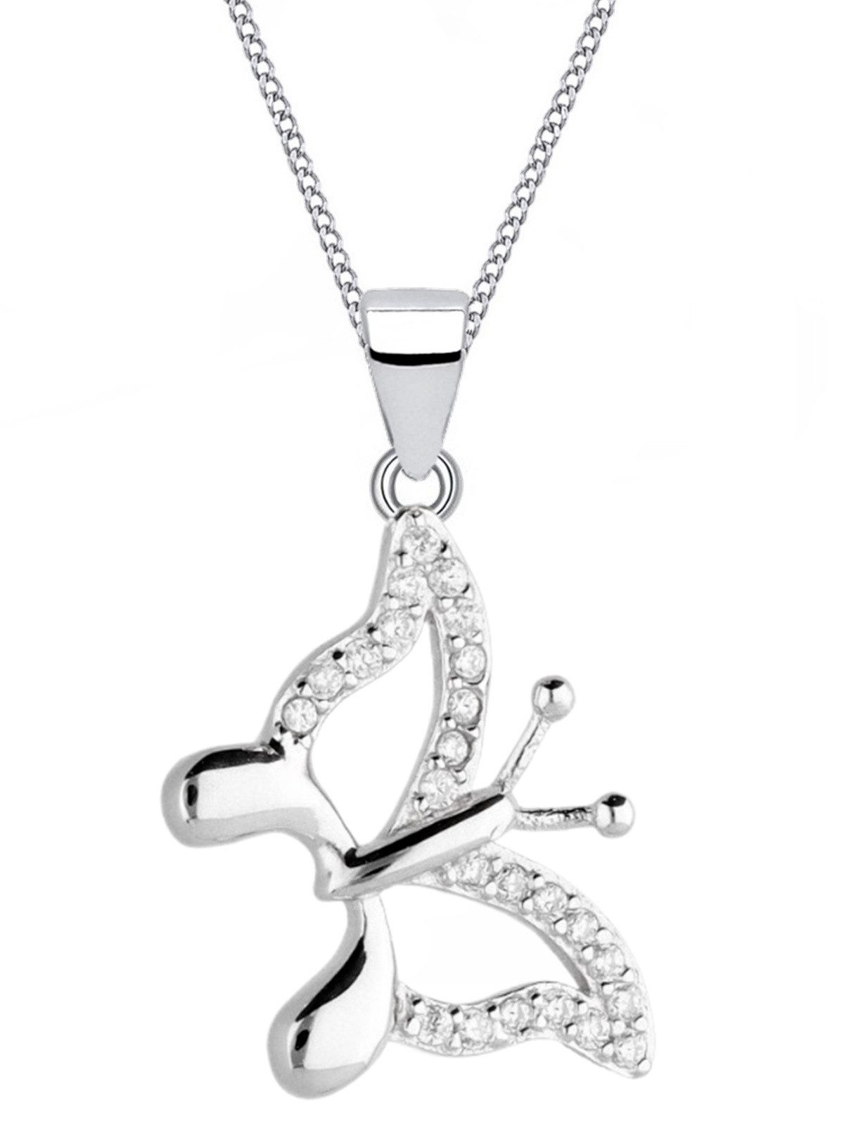 Silberkette mit Schmetterling Anhänger aus 925 Silber mit Zirkonia Bild 1