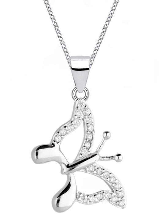 Silberkette mit Schmetterling Anhänger aus 925 Silber mit Zirkonia Bild 1