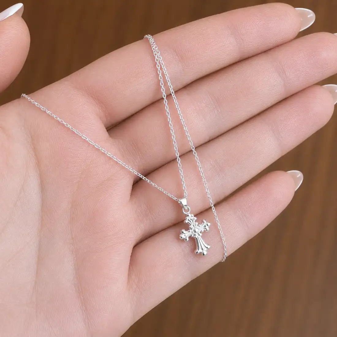 Silberkette mit kleinem Kreuz Anhänger aus echtem 925 Silber Bild 3
