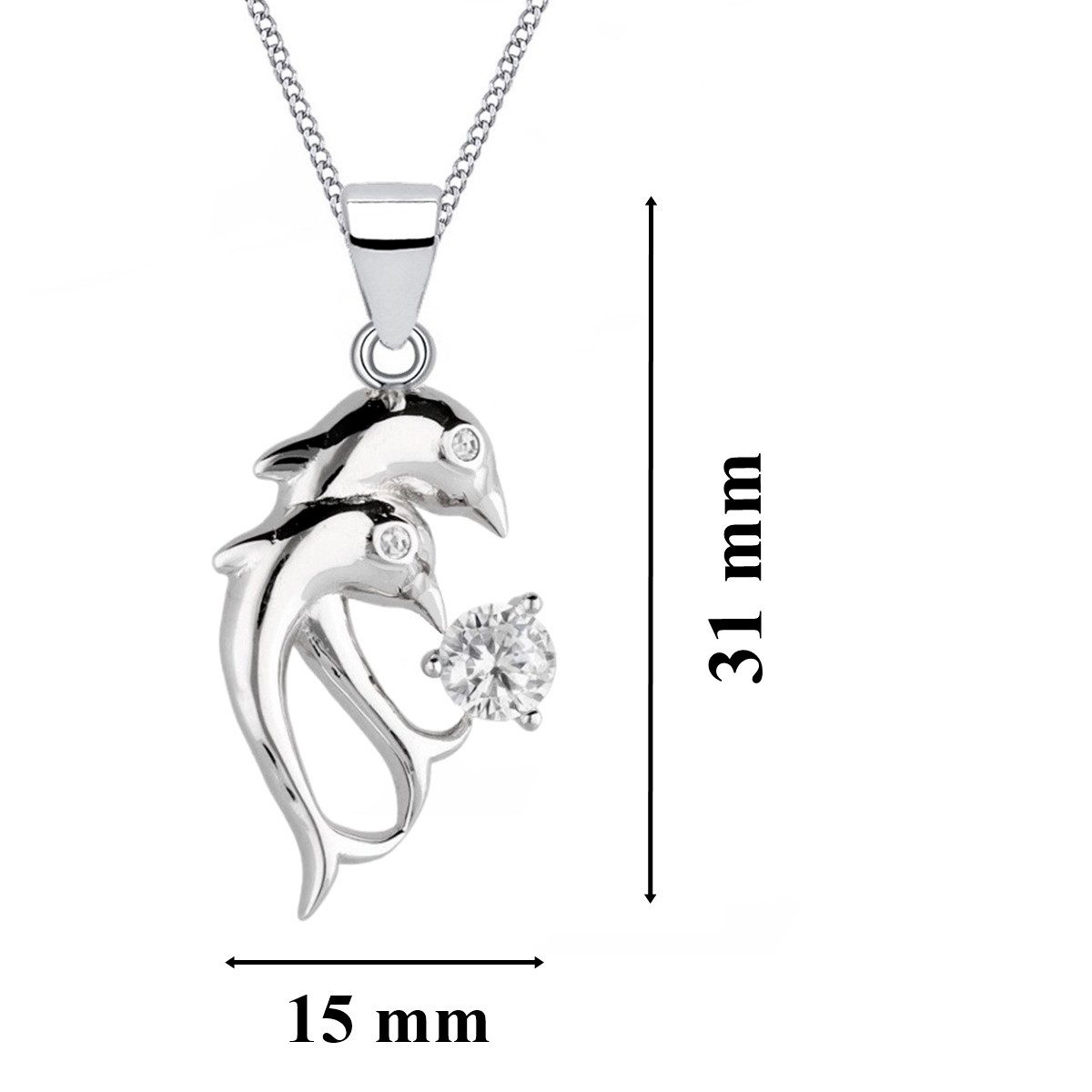 Silberkette mit zwei Delfinen aus echtem 925 Silber - Geschenk Bild 3