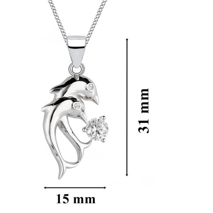 Silberkette mit zwei Delfinen aus echtem 925 Silber - Geschenk Bild 3