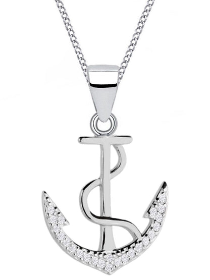 Silberne Anker Kette mit Anhänger aus 925 Silber mit Steine Bild 1
