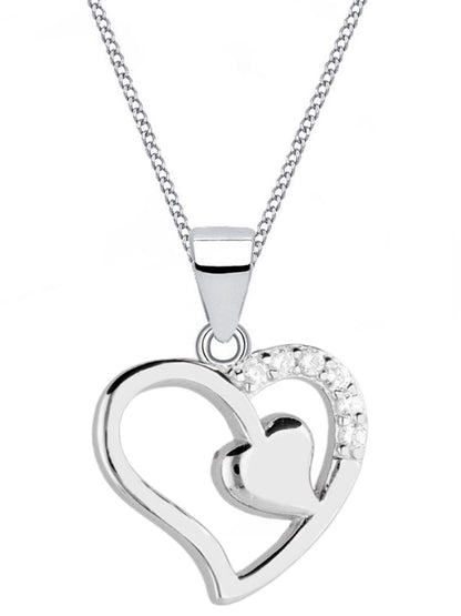 Silberne Herzkette aus 925 Sterling Silber mit Zirkonia Bild 1
