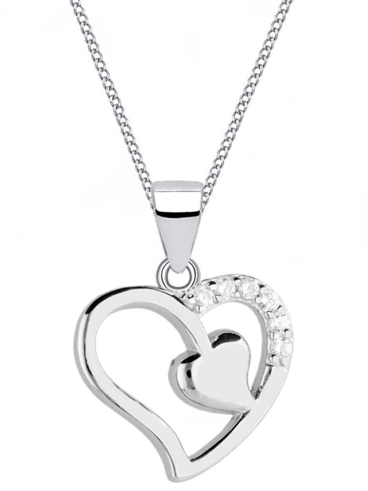 Silberne Herzkette aus 925 Sterling Silber mit Zirkonia Bild 1