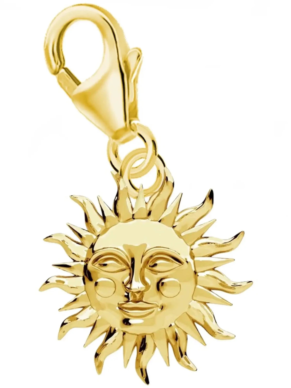 Sonne Charm aus 925 Silber vergoldet – Symbol Anhänger für Armband Bild 1