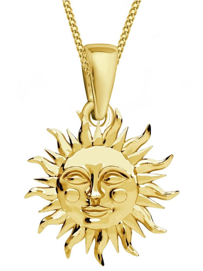 Sonne Halskette aus vergoldetem 925 Silber mit freundlichem Gesicht Bild 1