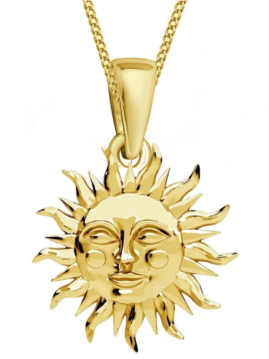 Sonne Halskette aus vergoldetem 925 Silber mit freundlichem Gesicht Bild 1