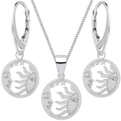 Sonne Mond Sterne Halskette mit Ohrringen aus Sterling Silber Bild 1