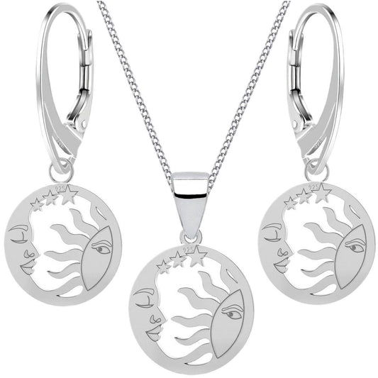 Sonne Mond Sterne Halskette mit Ohrringen aus Sterling Silber Bild 1