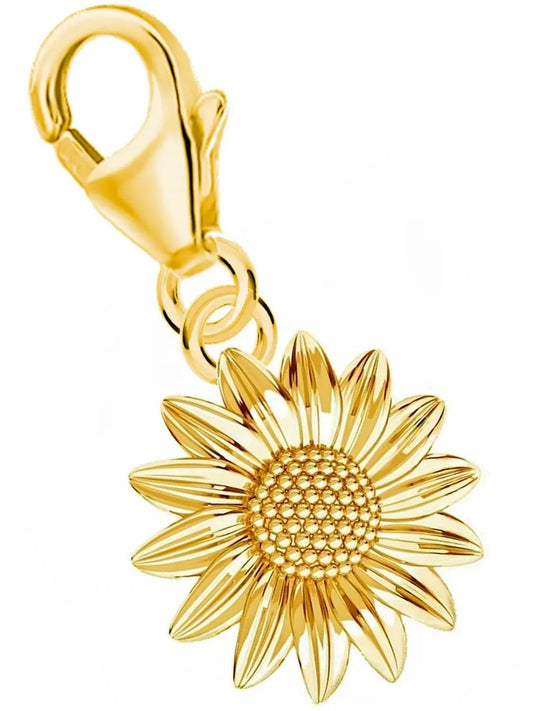 Sonnenblumen Charm aus 925 Silber vergoldet – Blüten Anhänger Bild 1