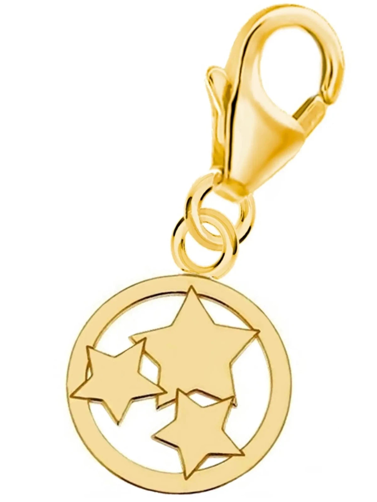 Sterne Charm Silber 925 vergoldet – Kreis Bettelarmband Anhänger Bild 1