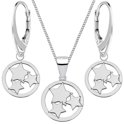 Sterne Halskette mit Ohrringen aus echtem 925 Silber Schmuckset Bild 1