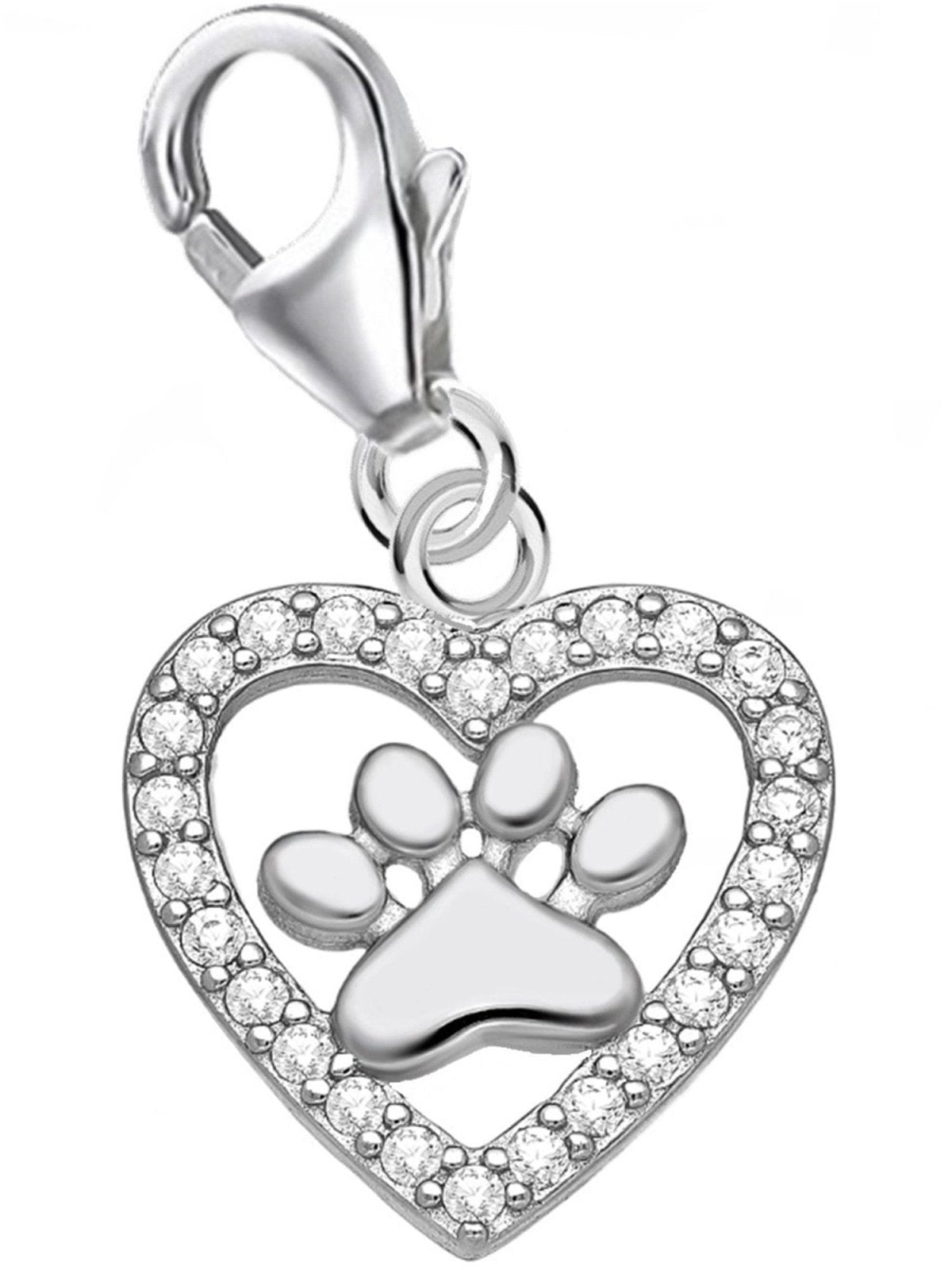 Tierpfoten Charm Silber 925 mit Zirkonia – Tierliebe Schmuck Bild 1