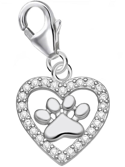Tierpfoten Charm Silber 925 mit Zirkonia – Tierliebe Schmuck Bild 1