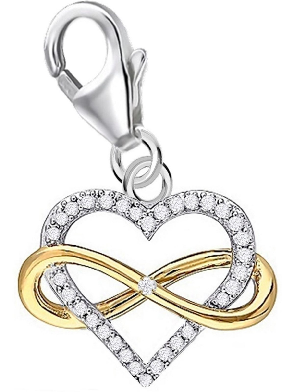 Unendlichkeit Herz Charm Gold 925 Silber – Geschenkidee zweifarbig Bild 1