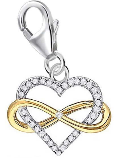 Unendlichkeit Herz Charm Gold 925 Silber – Geschenkidee zweifarbig Bild 1