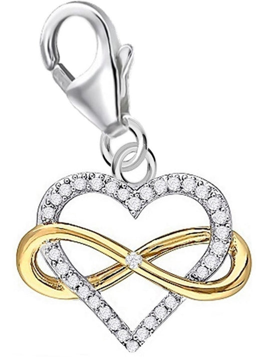 Unendlichkeit Herz Charm Gold 925 Silber – Geschenkidee zweifarbig Bild 1