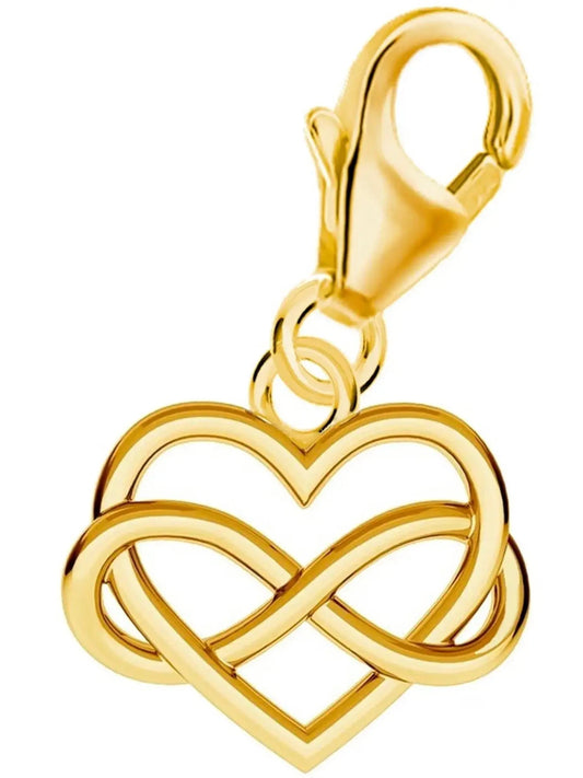 Unendlichkeit Herz Charm aus 925 Silber, 24K vergoldet Bild 1