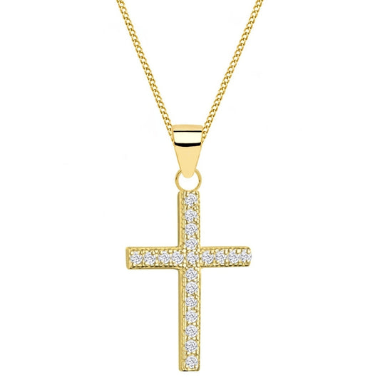 Vergoldete Kreuz Halskette aus echtem 925 Silber mit Zirkonia bild 1