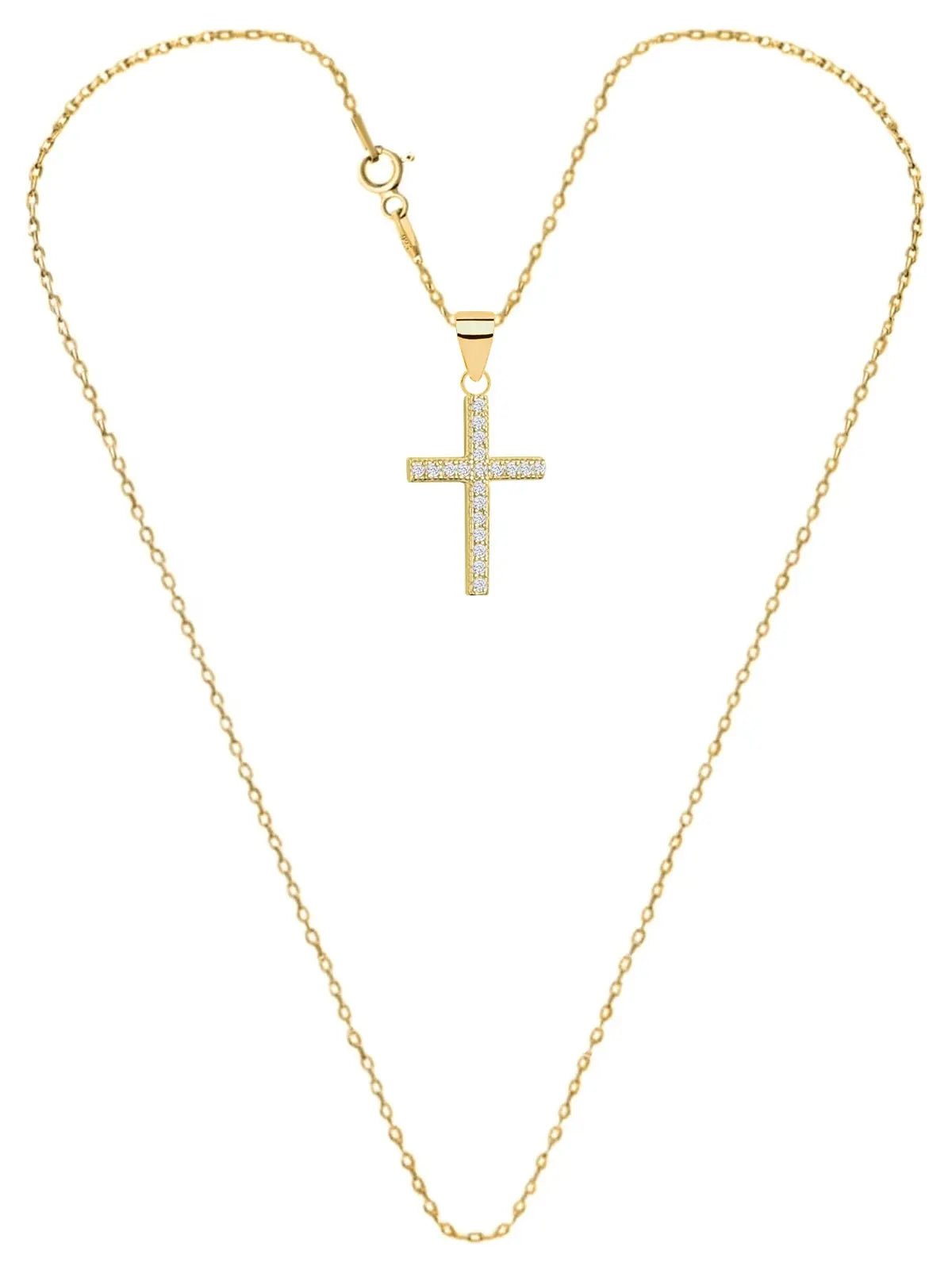 Vergoldete Kreuz Halskette aus echtem 925 Silber mit Zirkonia Bild 3